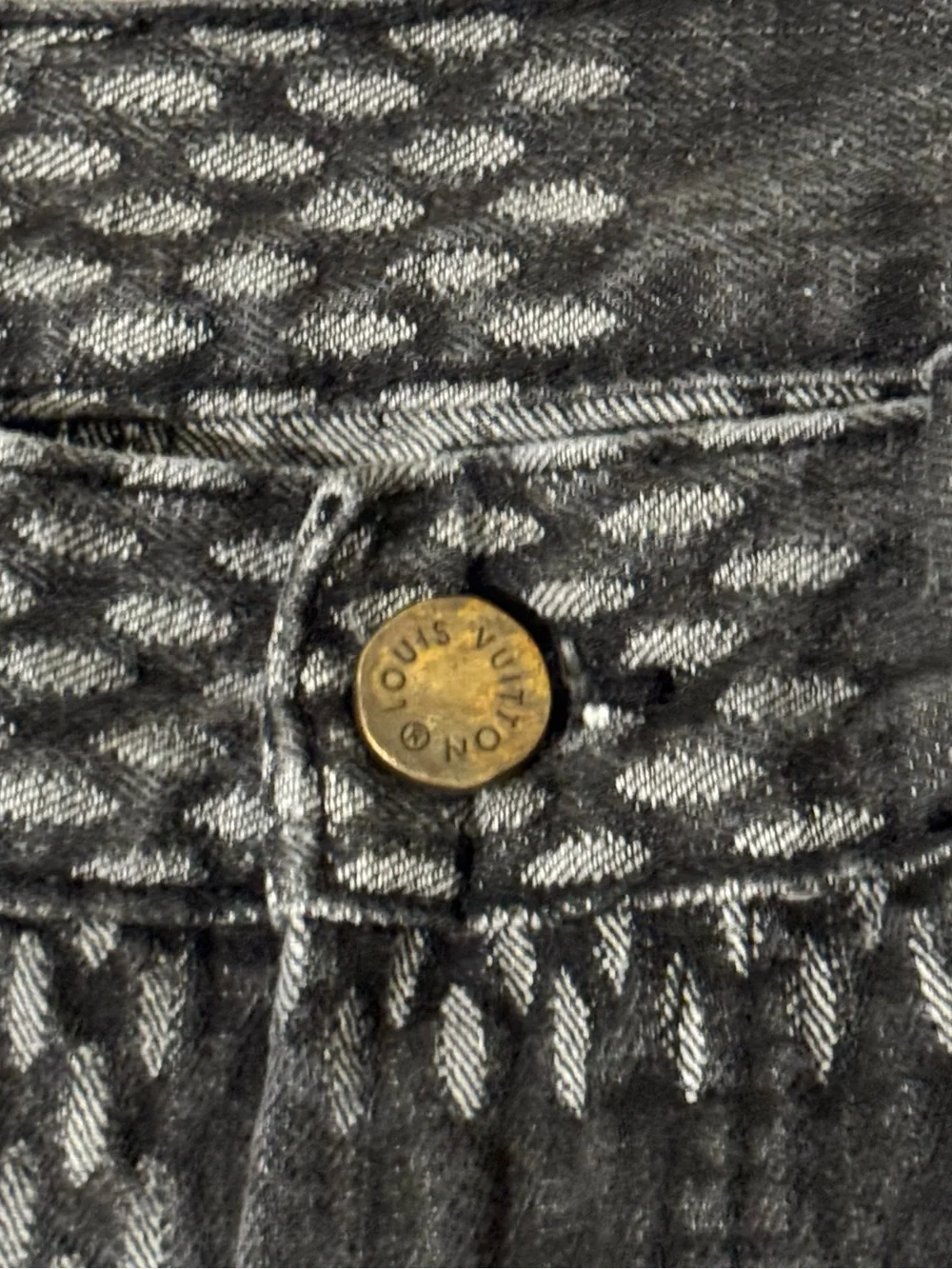 Louis Vuitton Men’s Black Patterned Jeans